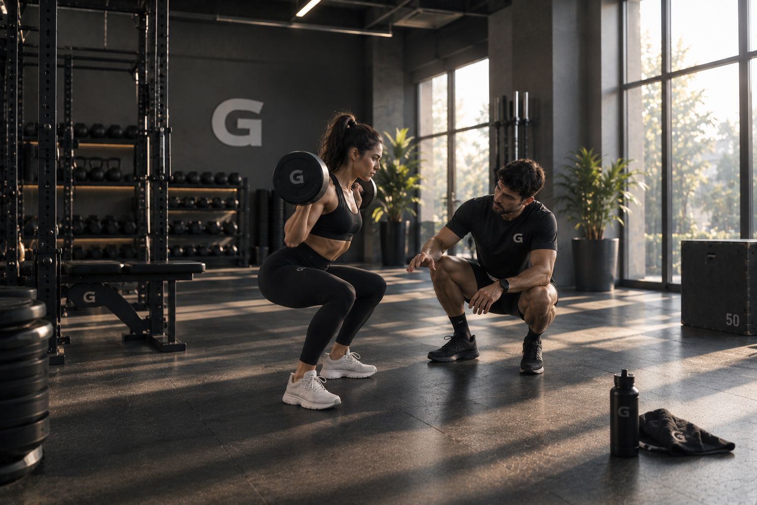 Personal trainer che segue un allenamento